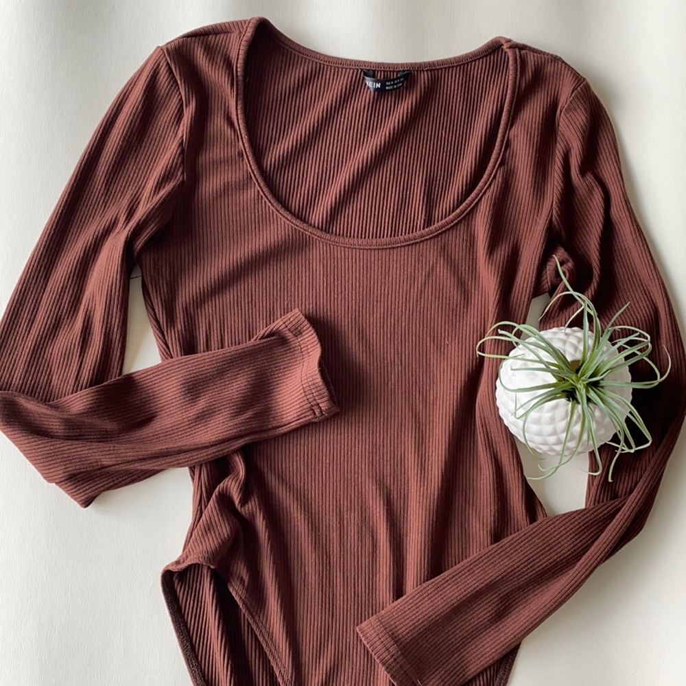 Shein ribbed brown bodysuit
